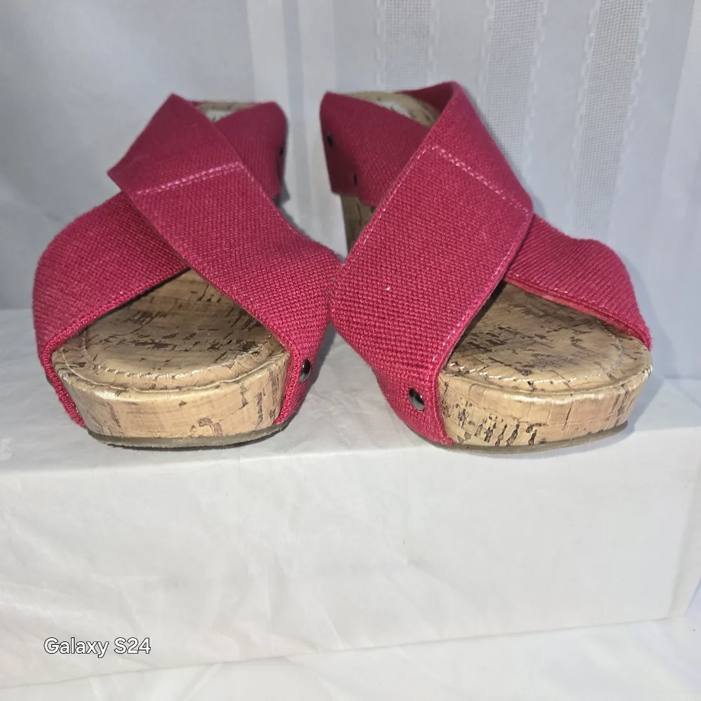 Esprit Women's Cork Wedge Sandals, Size 7.5 M Raspberry Pink - Picture 2 of 15